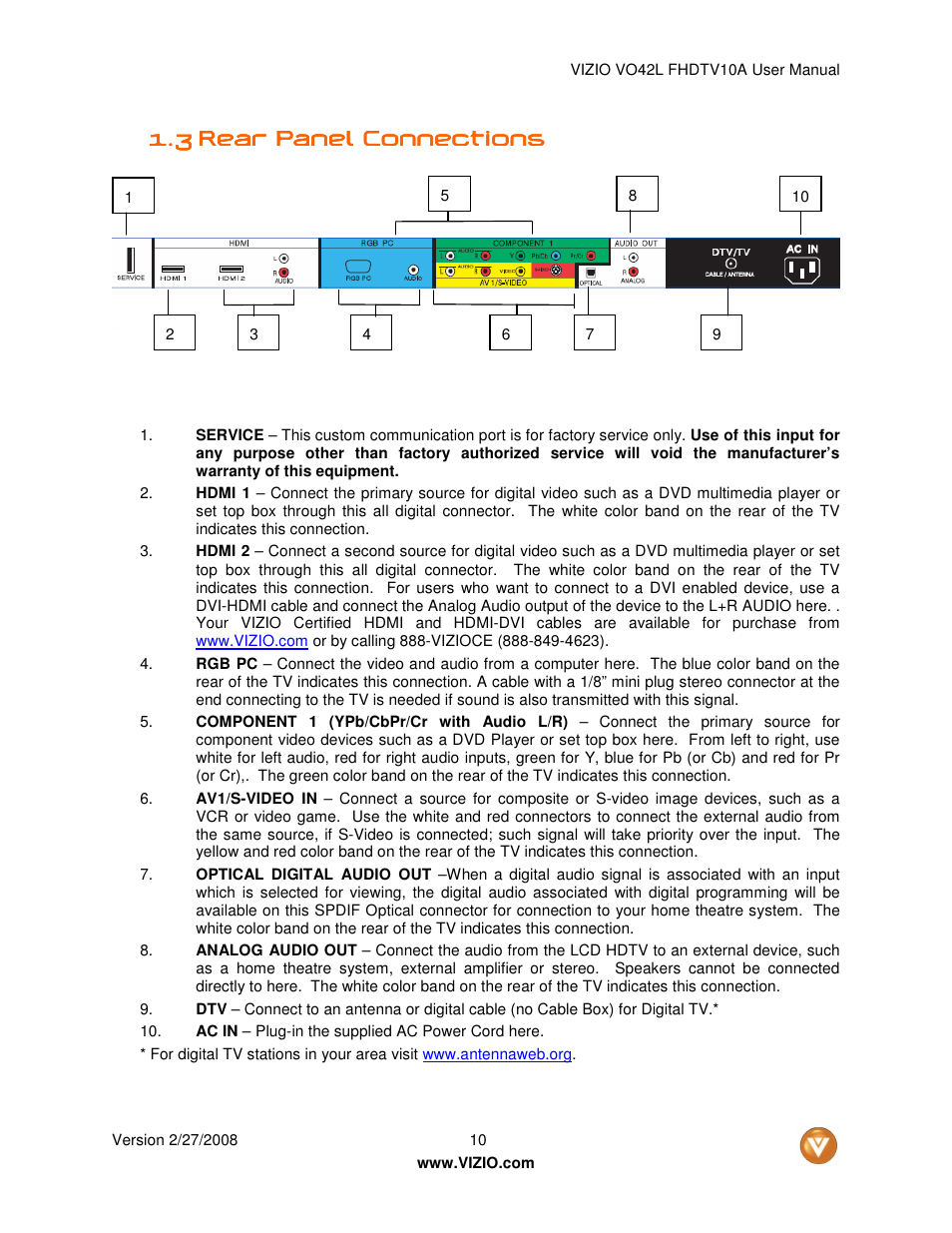 Vizio VO42LF User Manual | Page 10 / 77