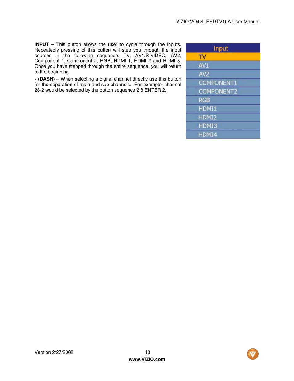 Vizio VO42LF User Manual | Page 13 / 77