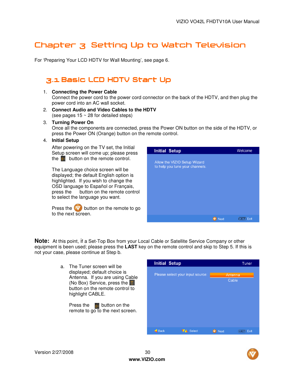 Chapter 3 | Vizio VO42LF User Manual | Page 30 / 77