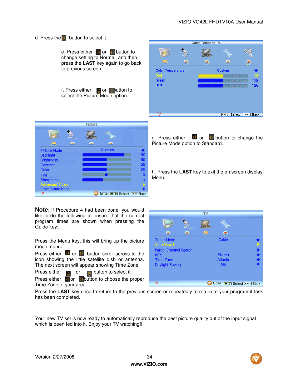 Vizio VO42LF User Manual | Page 34 / 77