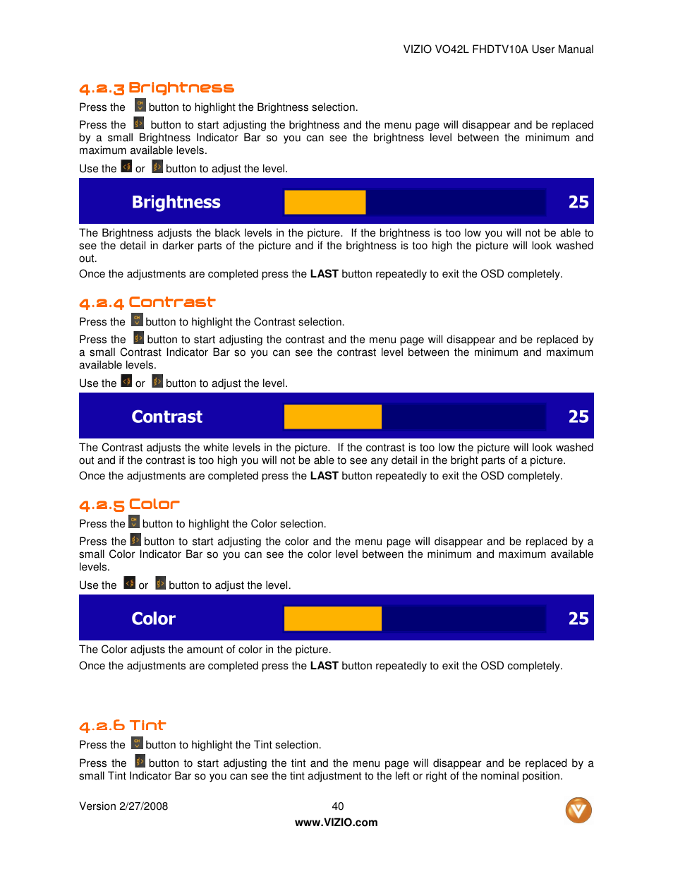 Vizio VO42LF User Manual | Page 40 / 77
