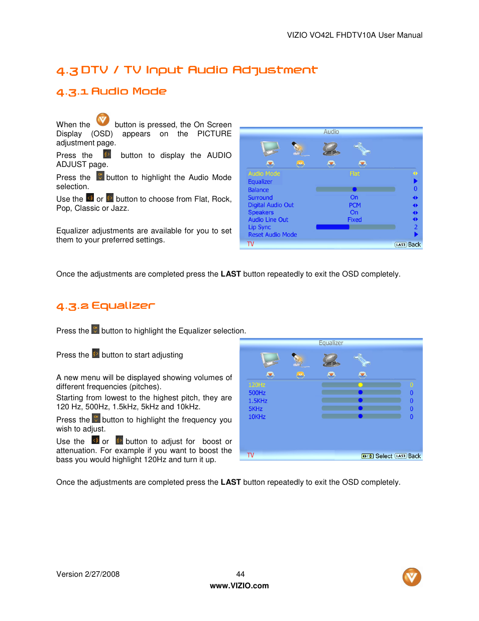 Vizio VO42LF User Manual | Page 44 / 77