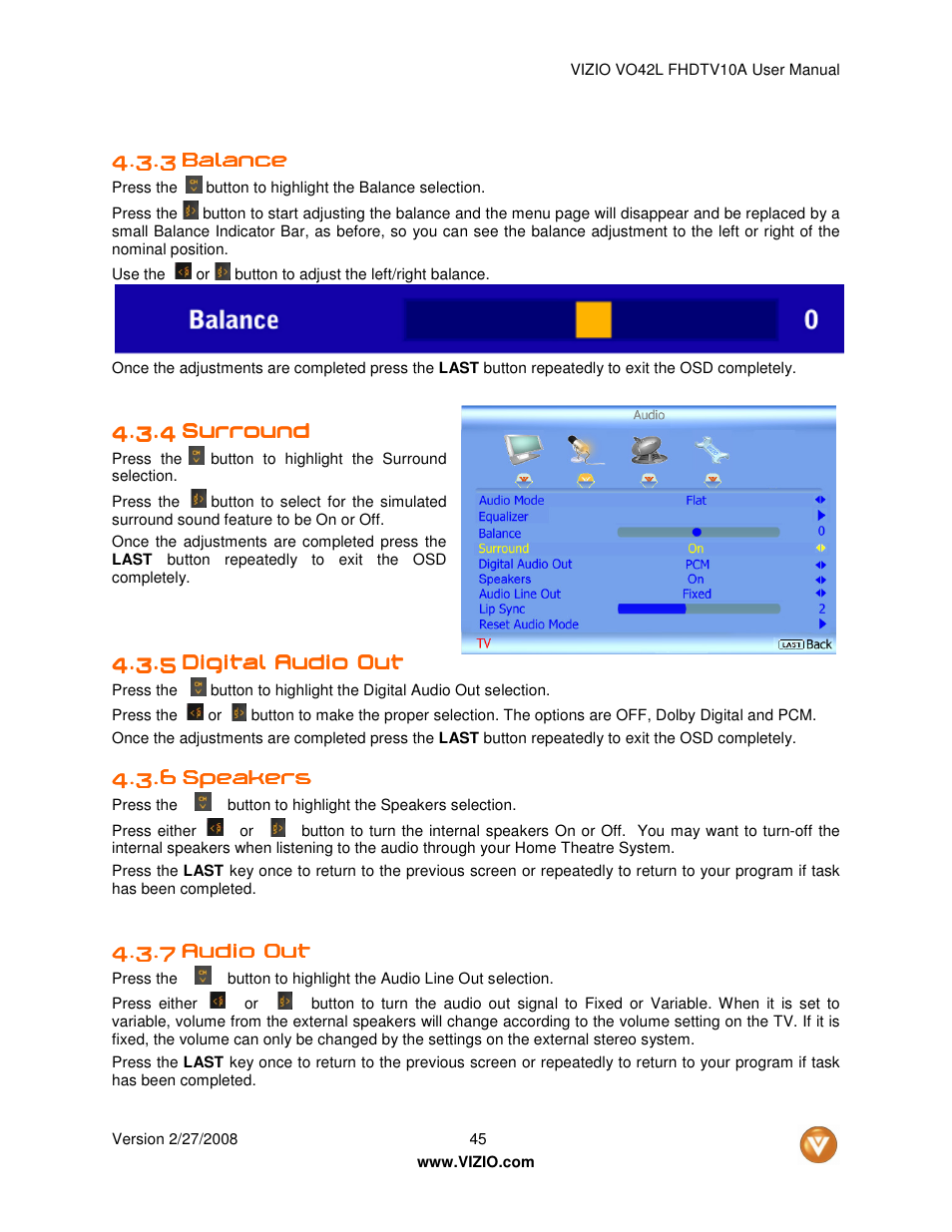 Vizio VO42LF User Manual | Page 45 / 77