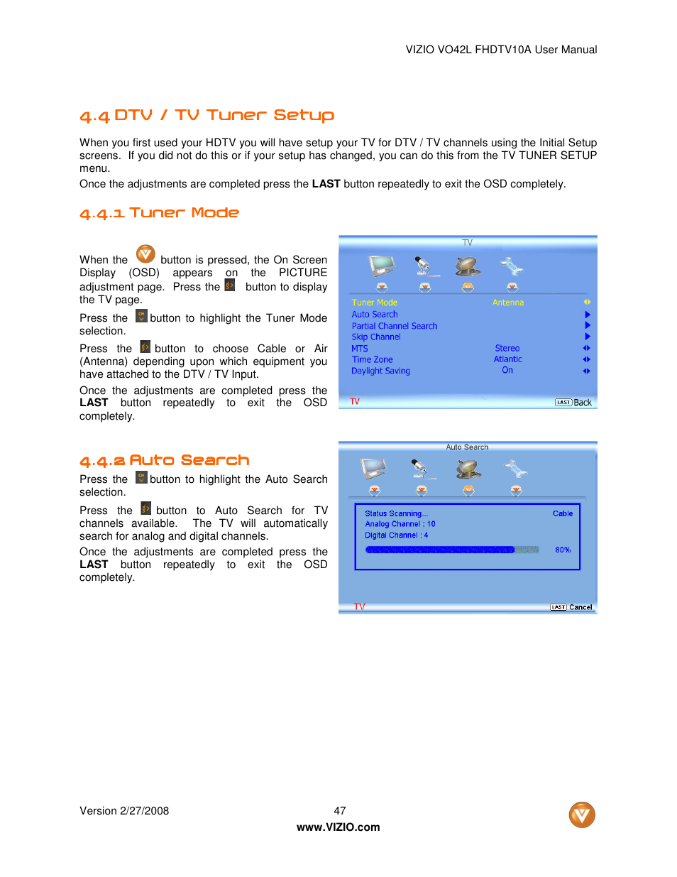 Vizio VO42LF User Manual | Page 47 / 77