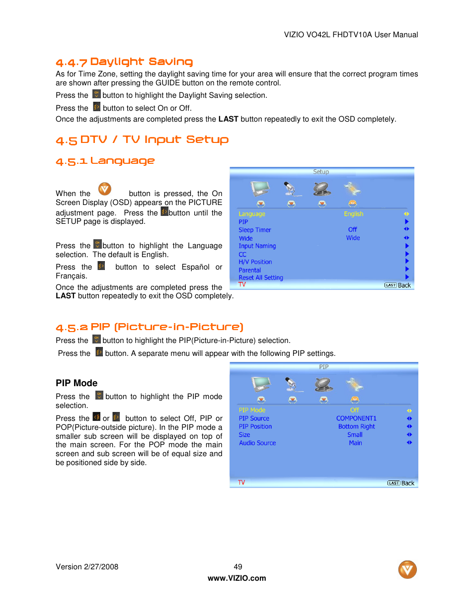Vizio VO42LF User Manual | Page 49 / 77
