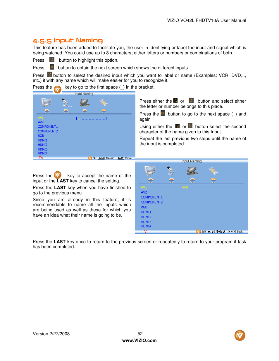 Vizio VO42LF User Manual | Page 52 / 77