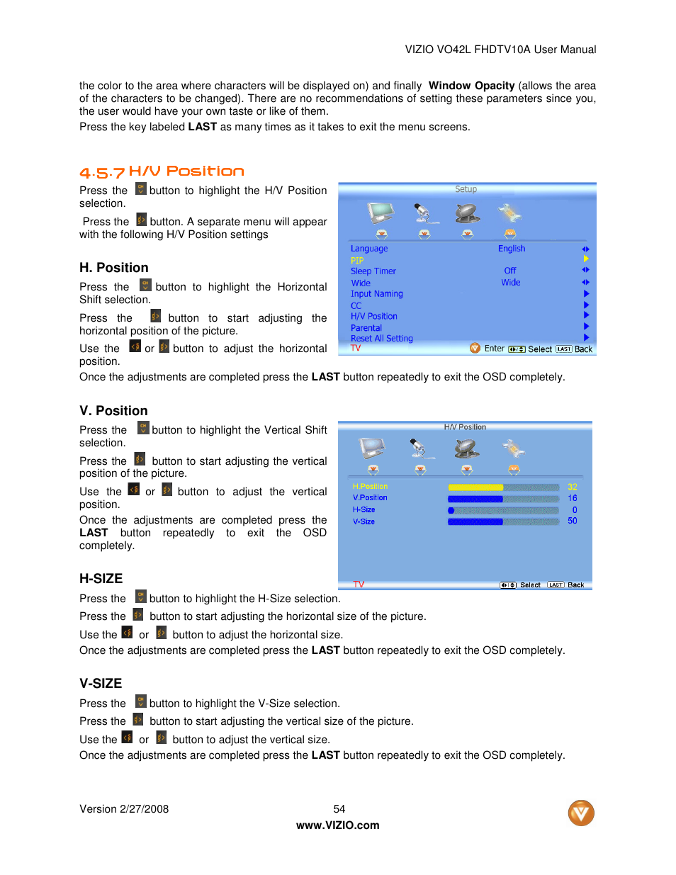 Vizio VO42LF User Manual | Page 54 / 77