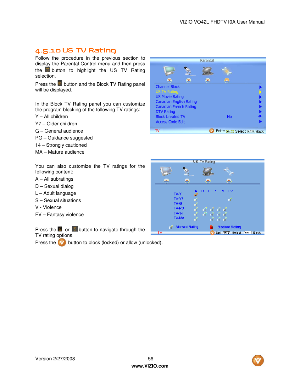 Vizio VO42LF User Manual | Page 56 / 77