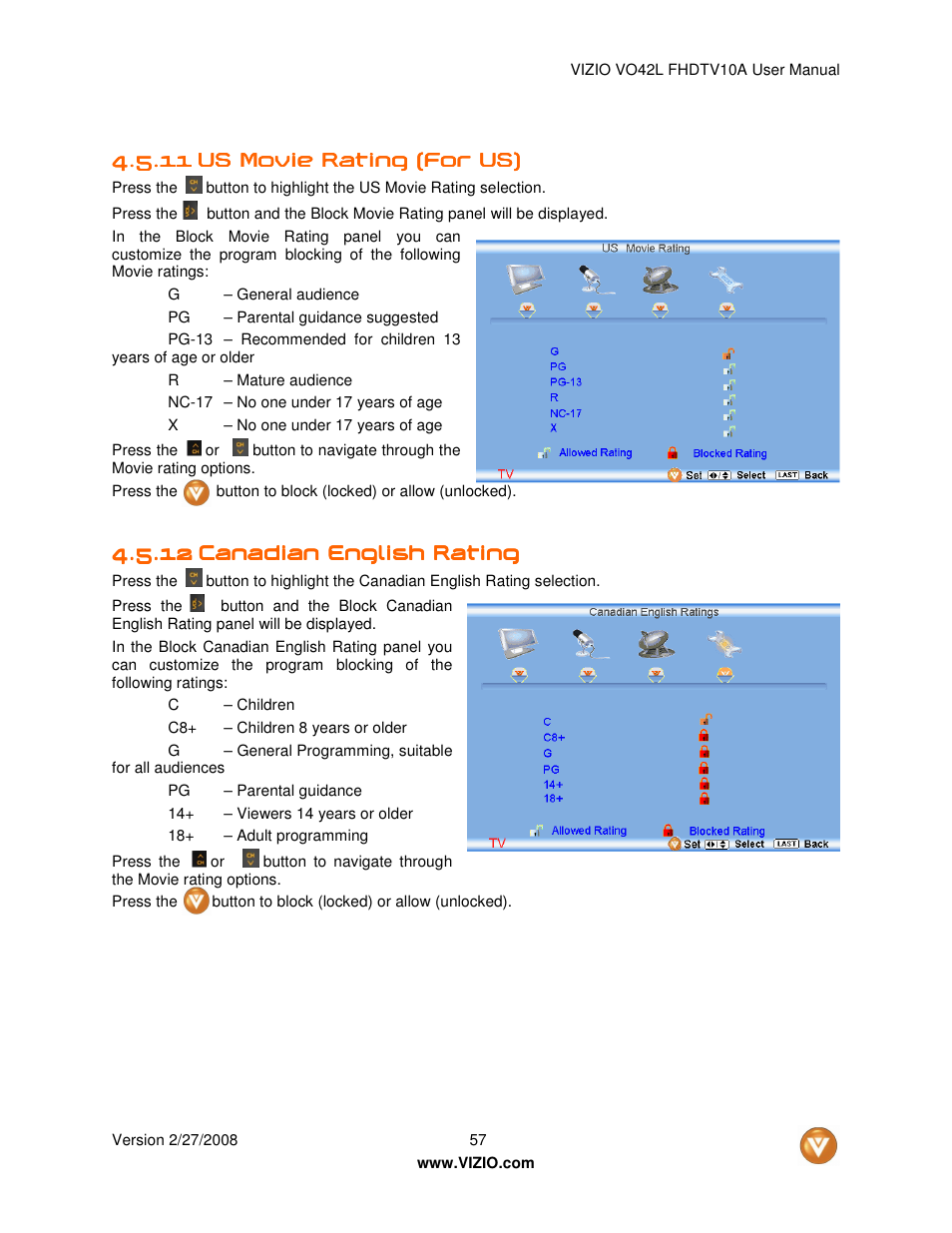 Vizio VO42LF User Manual | Page 57 / 77