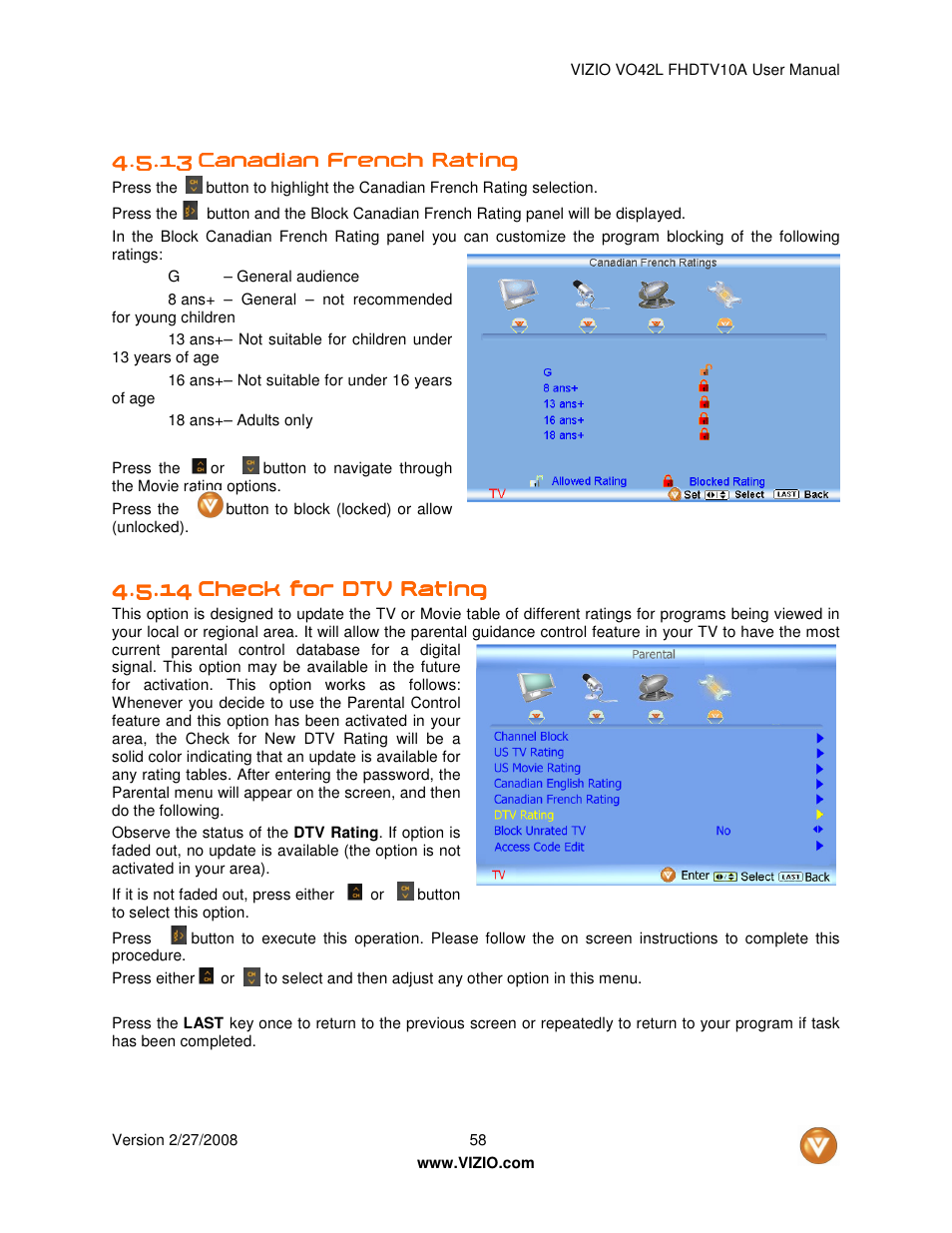 Vizio VO42LF User Manual | Page 58 / 77