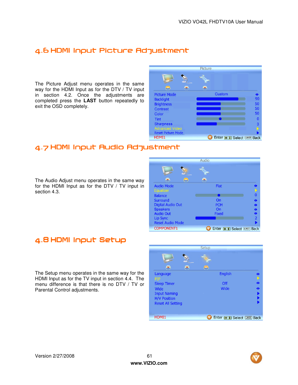 Vizio VO42LF User Manual | Page 61 / 77