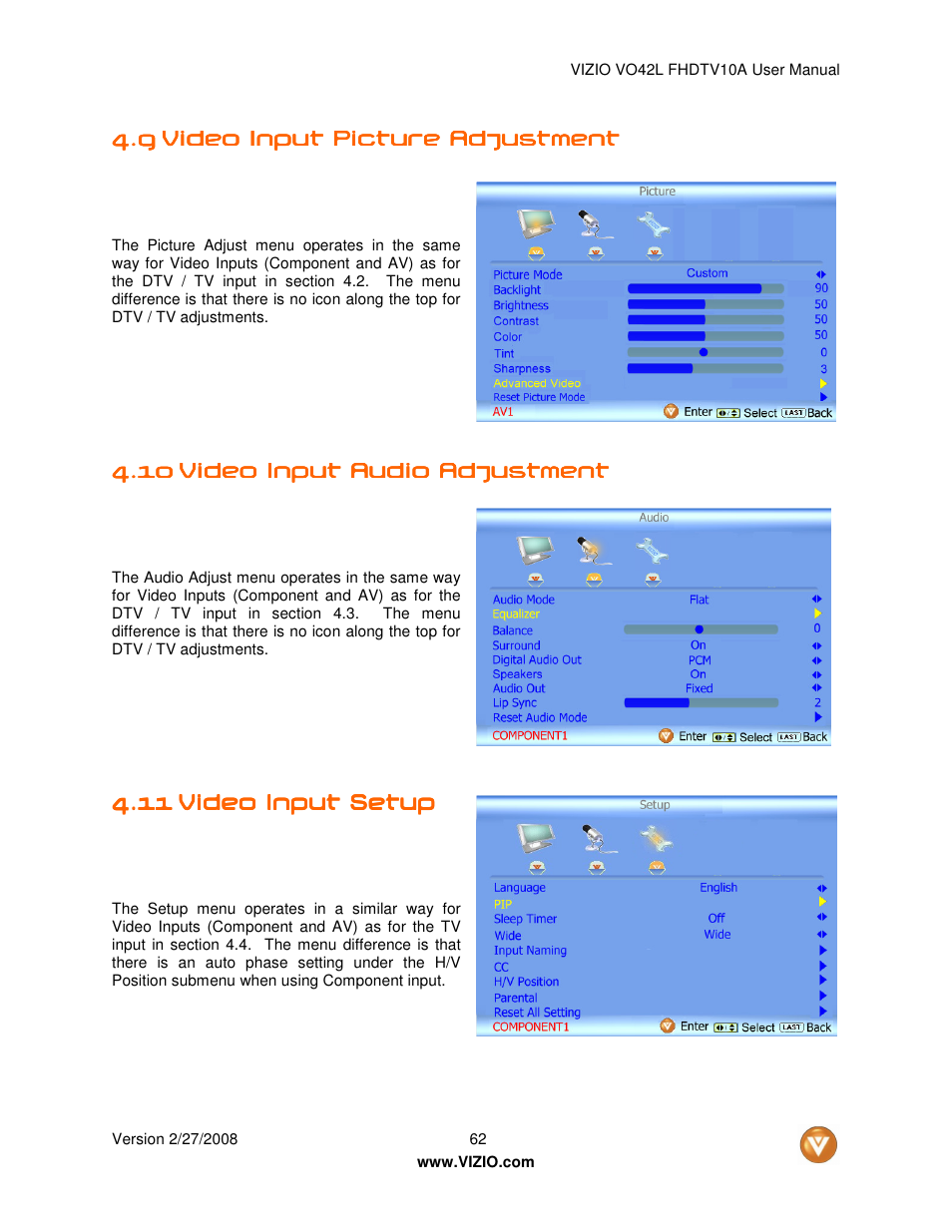 Vizio VO42LF User Manual | Page 62 / 77