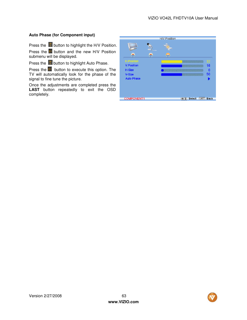 Vizio VO42LF User Manual | Page 63 / 77