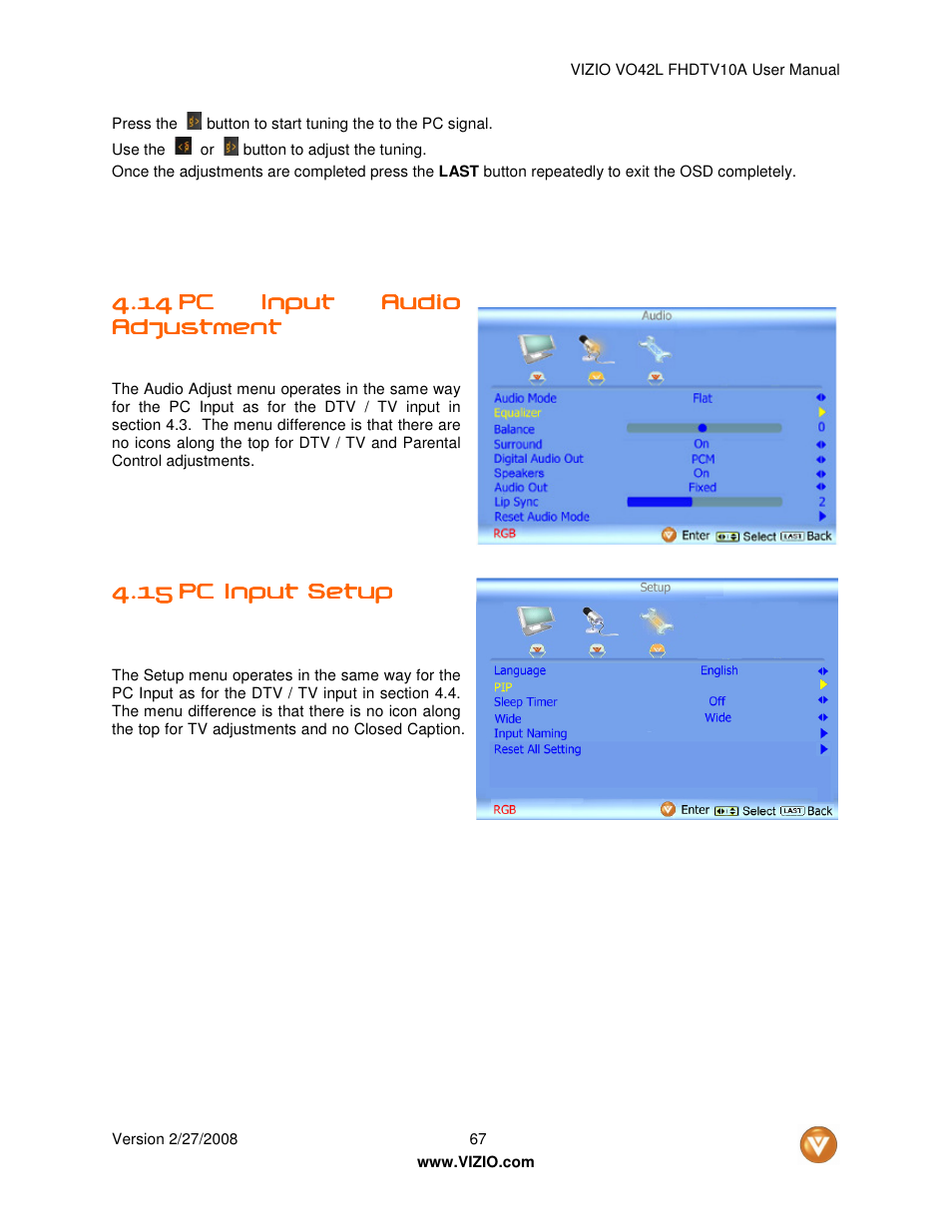 Vizio VO42LF User Manual | Page 67 / 77