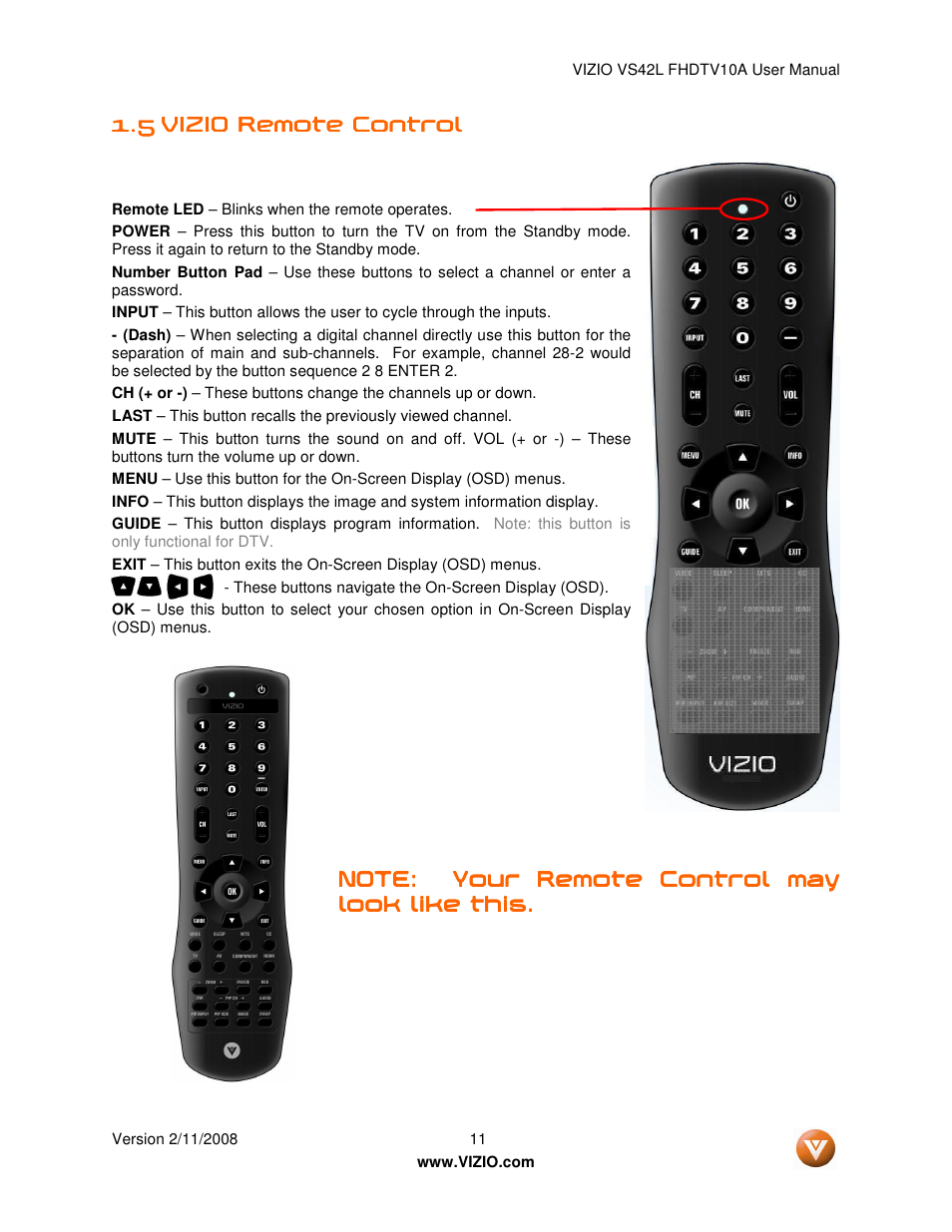 Vizio VS42LF User Manual | Page 11 / 61