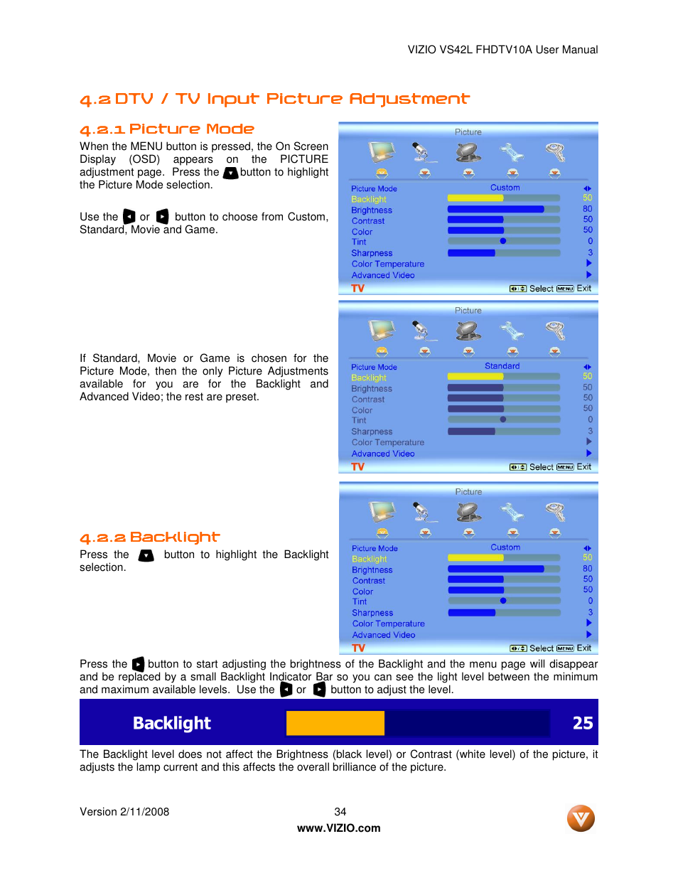 Vizio VS42LF User Manual | Page 34 / 61