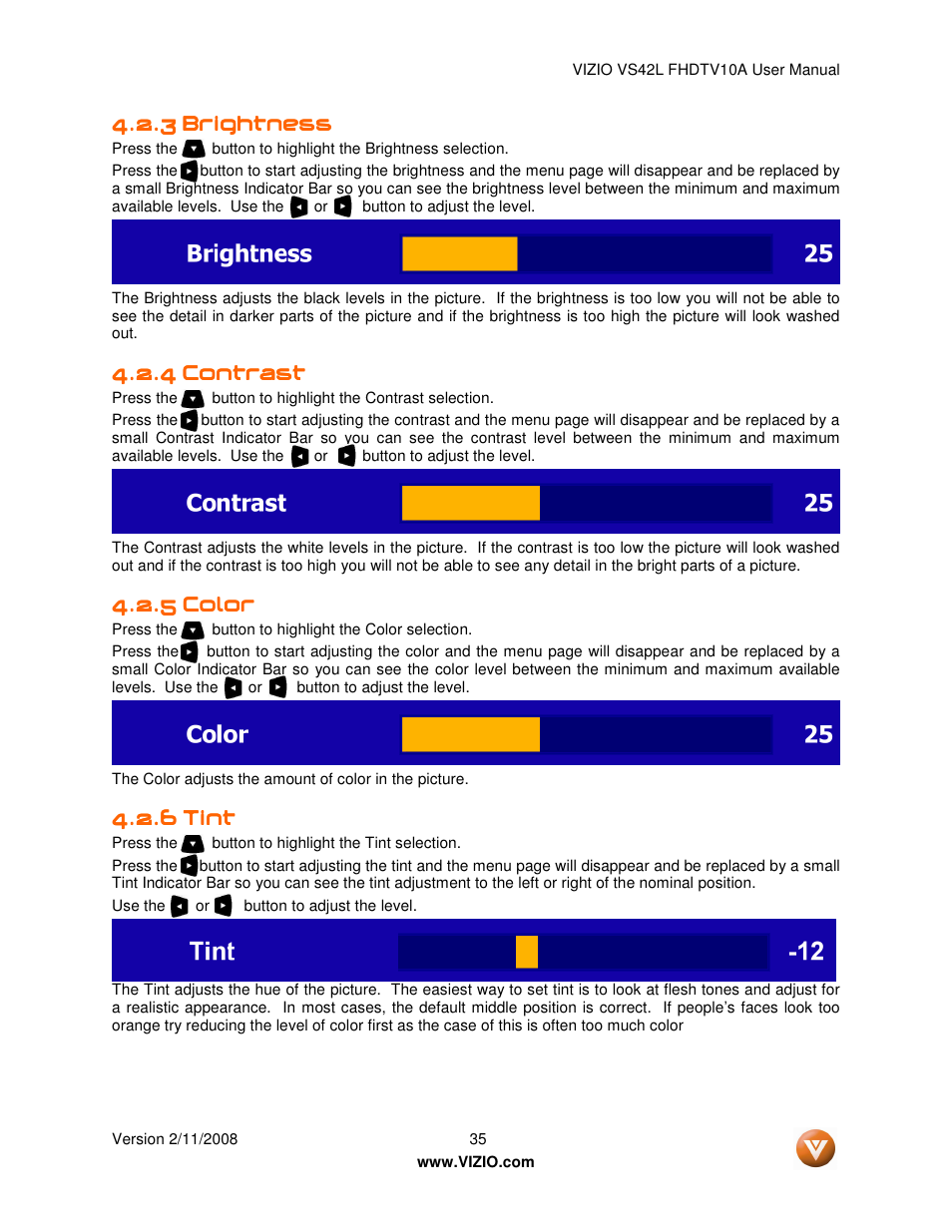 Vizio VS42LF User Manual | Page 35 / 61