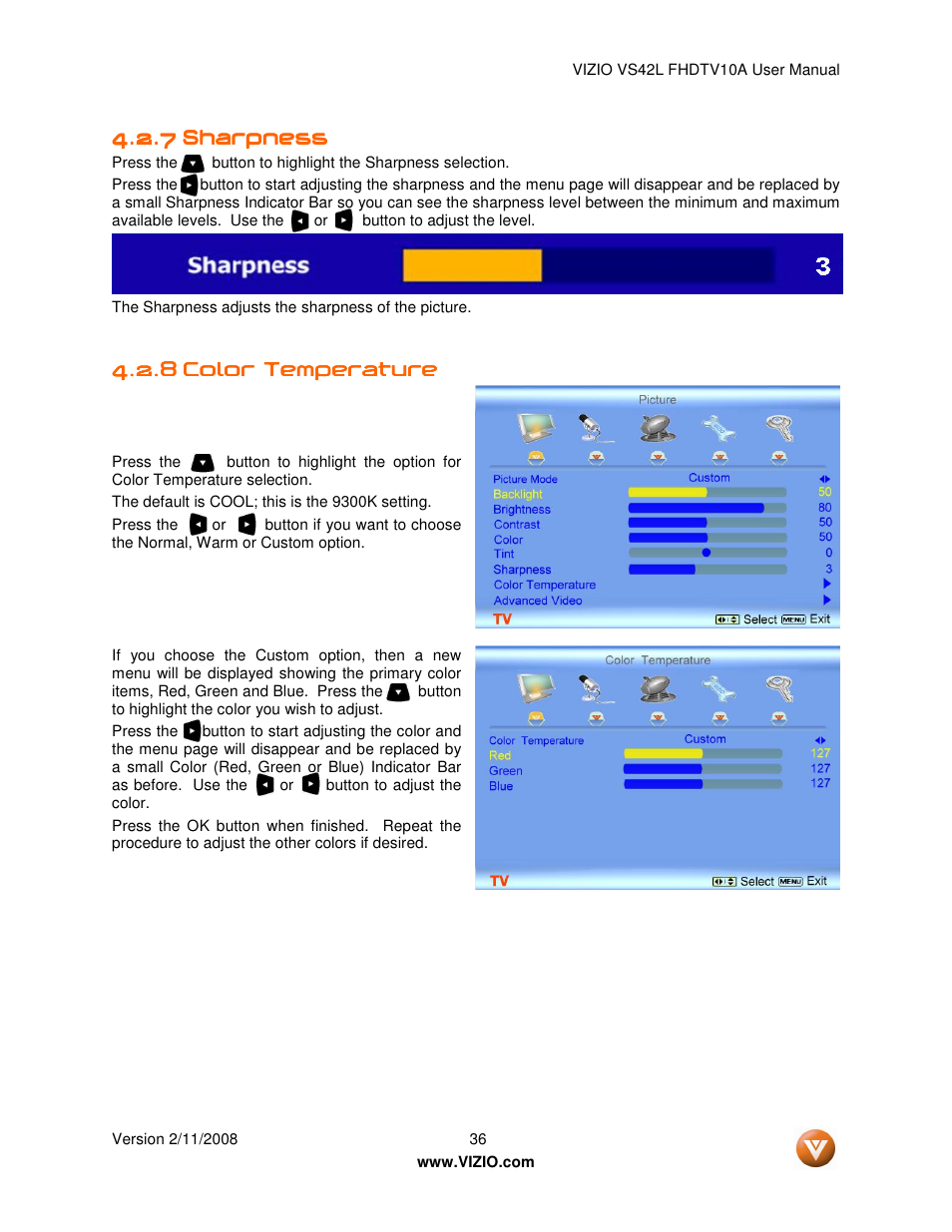 Vizio VS42LF User Manual | Page 36 / 61