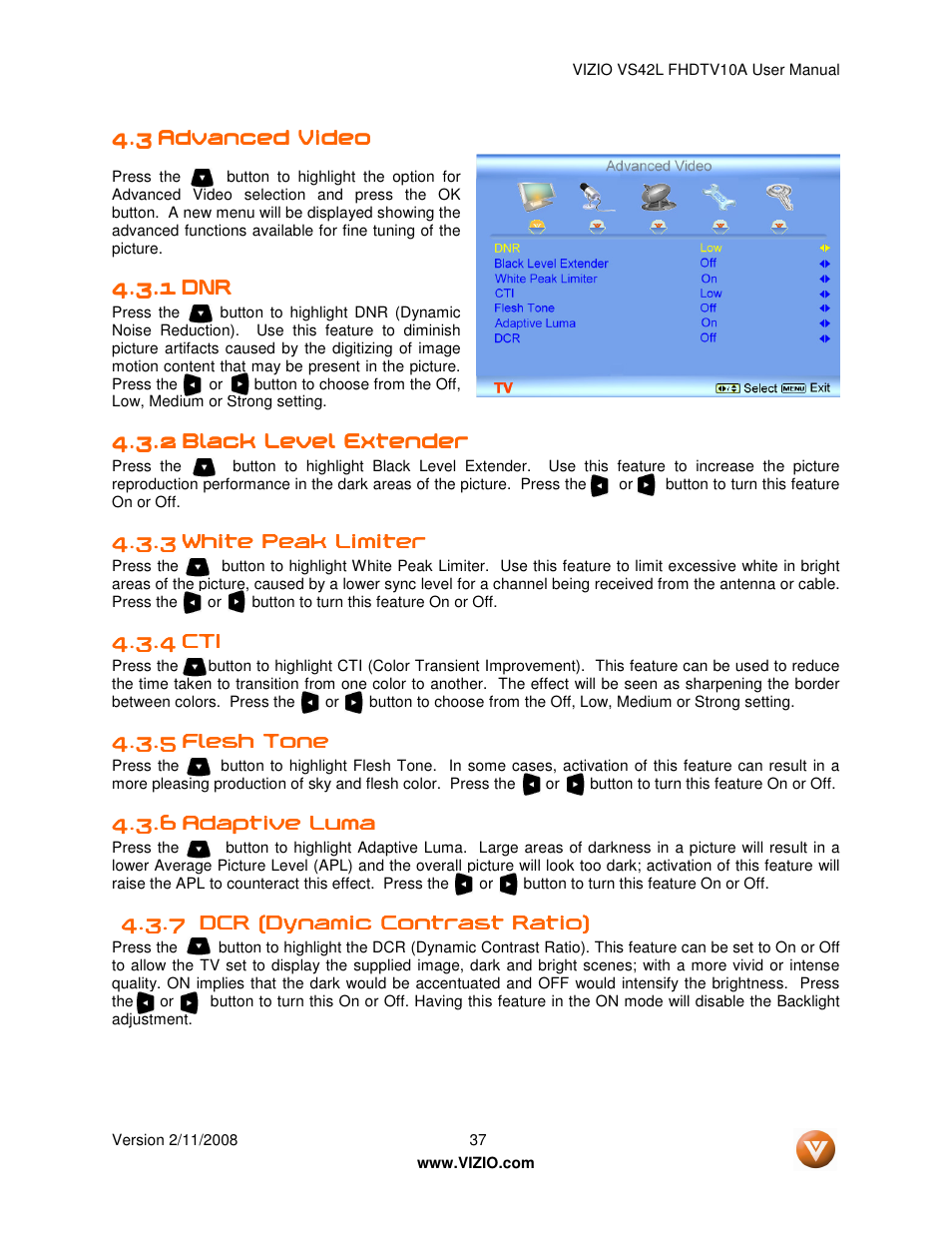 Vizio VS42LF User Manual | Page 37 / 61