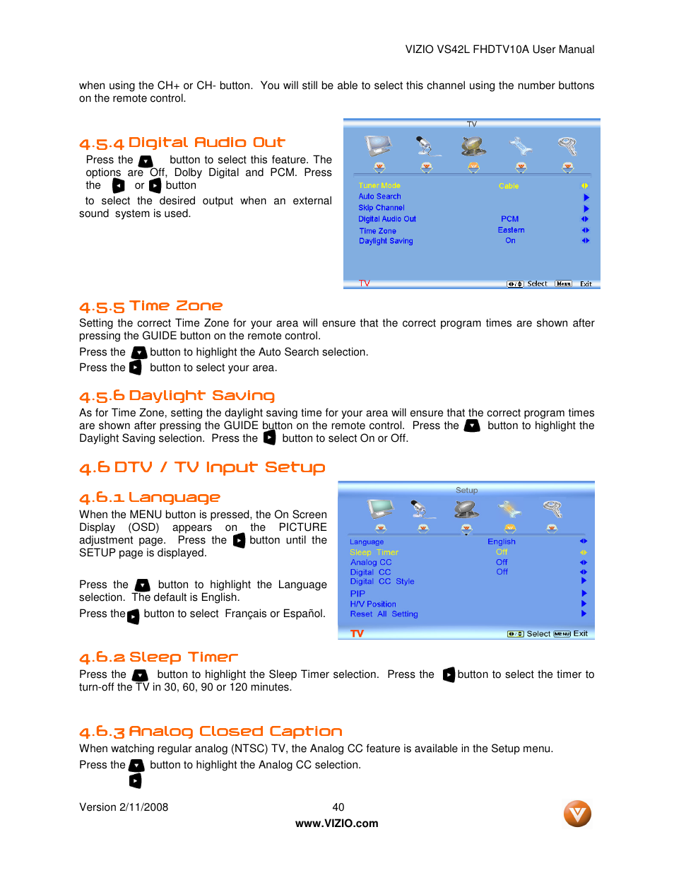 Vizio VS42LF User Manual | Page 40 / 61