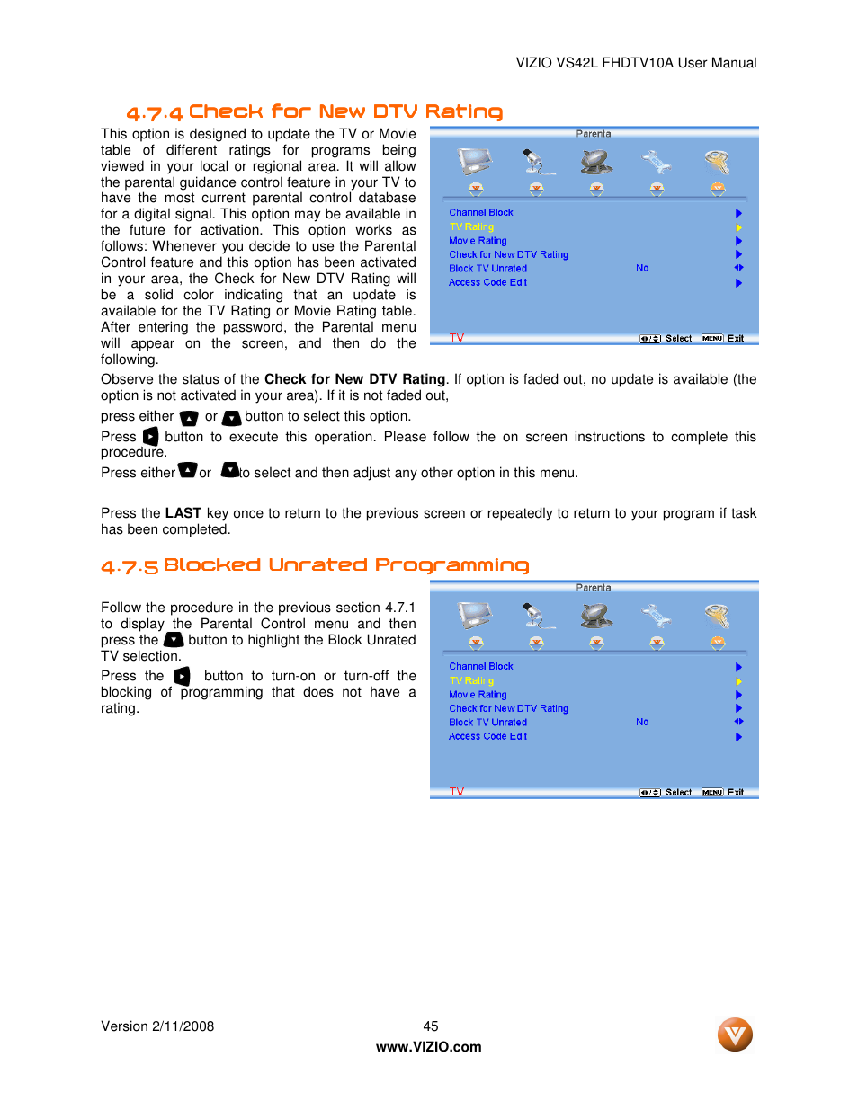 Vizio VS42LF User Manual | Page 45 / 61