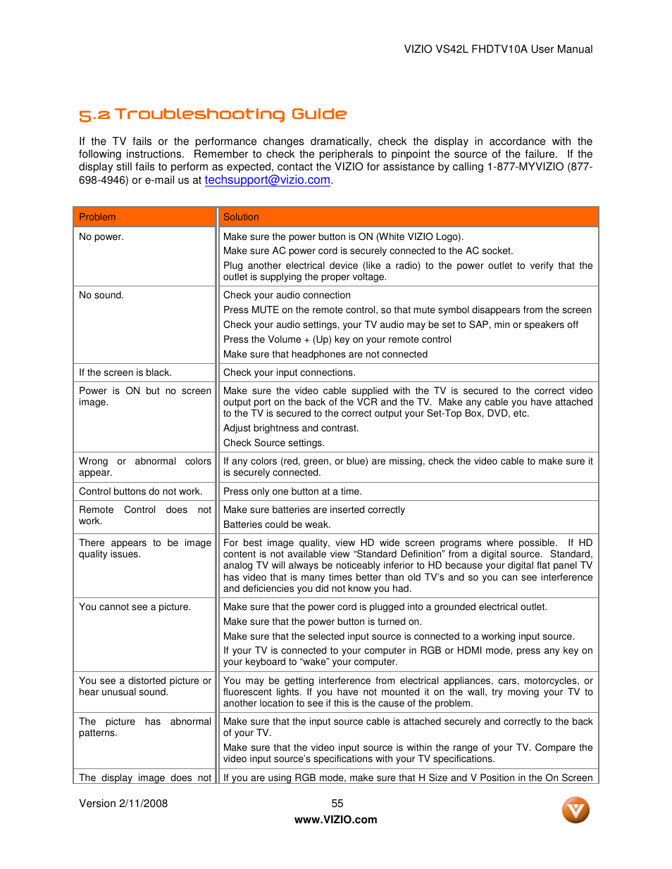 Vizio VS42LF User Manual | Page 55 / 61