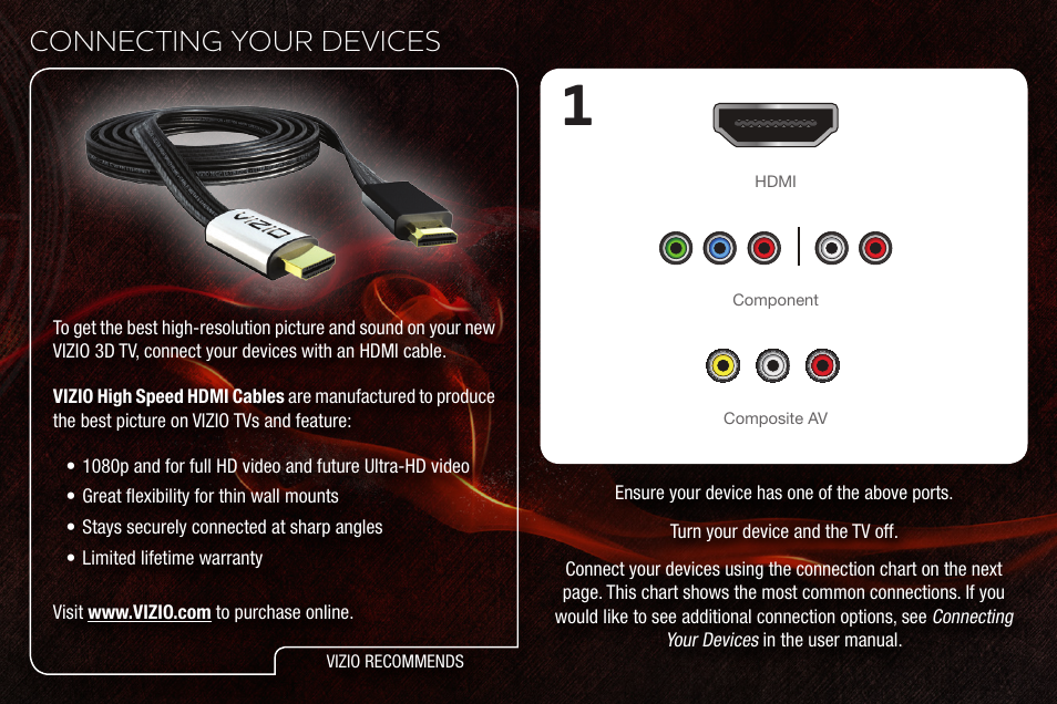 Connecting your devices | Vizio E3D320VX User Manual | Page 10 / 20