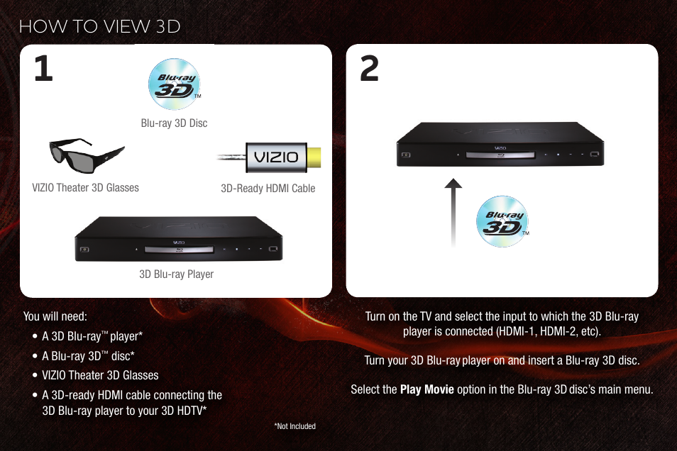 How to view 3d | Vizio E3D320VX User Manual | Page 12 / 20