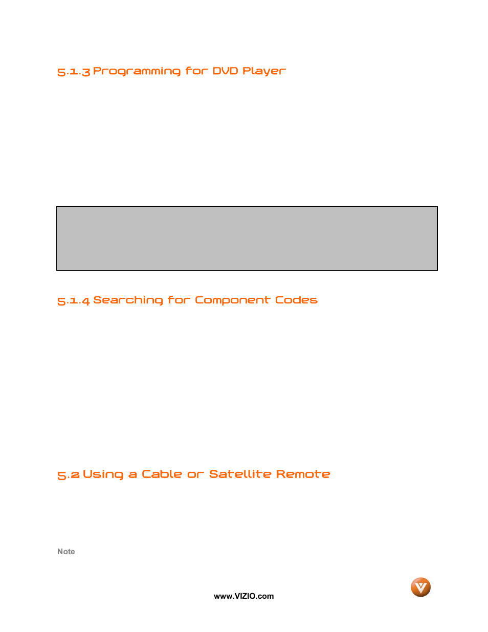 3 programming for dvd player, 4 searching for component codes, 2 using a cable or satellite remote | Vizio VP50 HDTV20A User Manual | Page 61 / 77