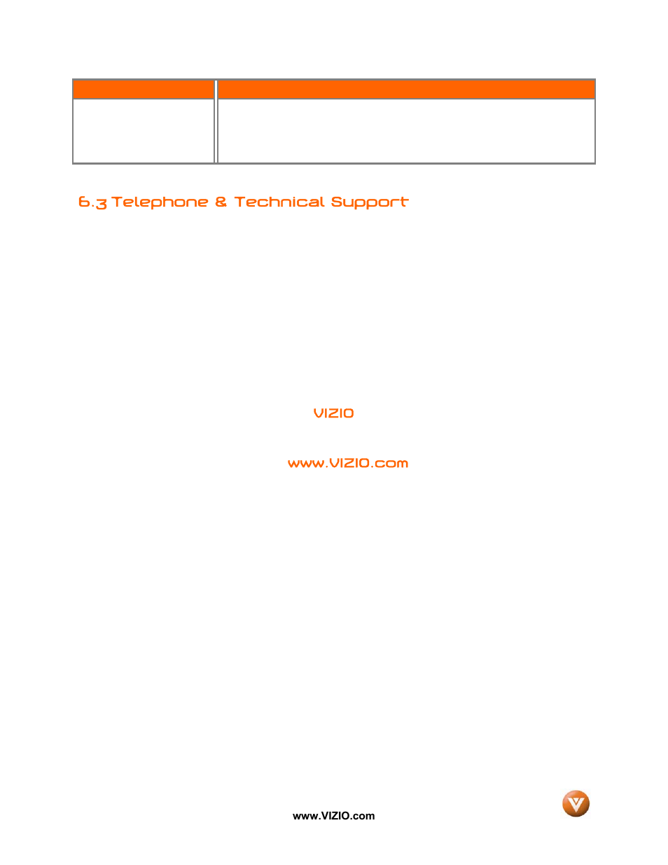 3 telephone & technical support | Vizio VP50 HDTV20A User Manual | Page 64 / 77