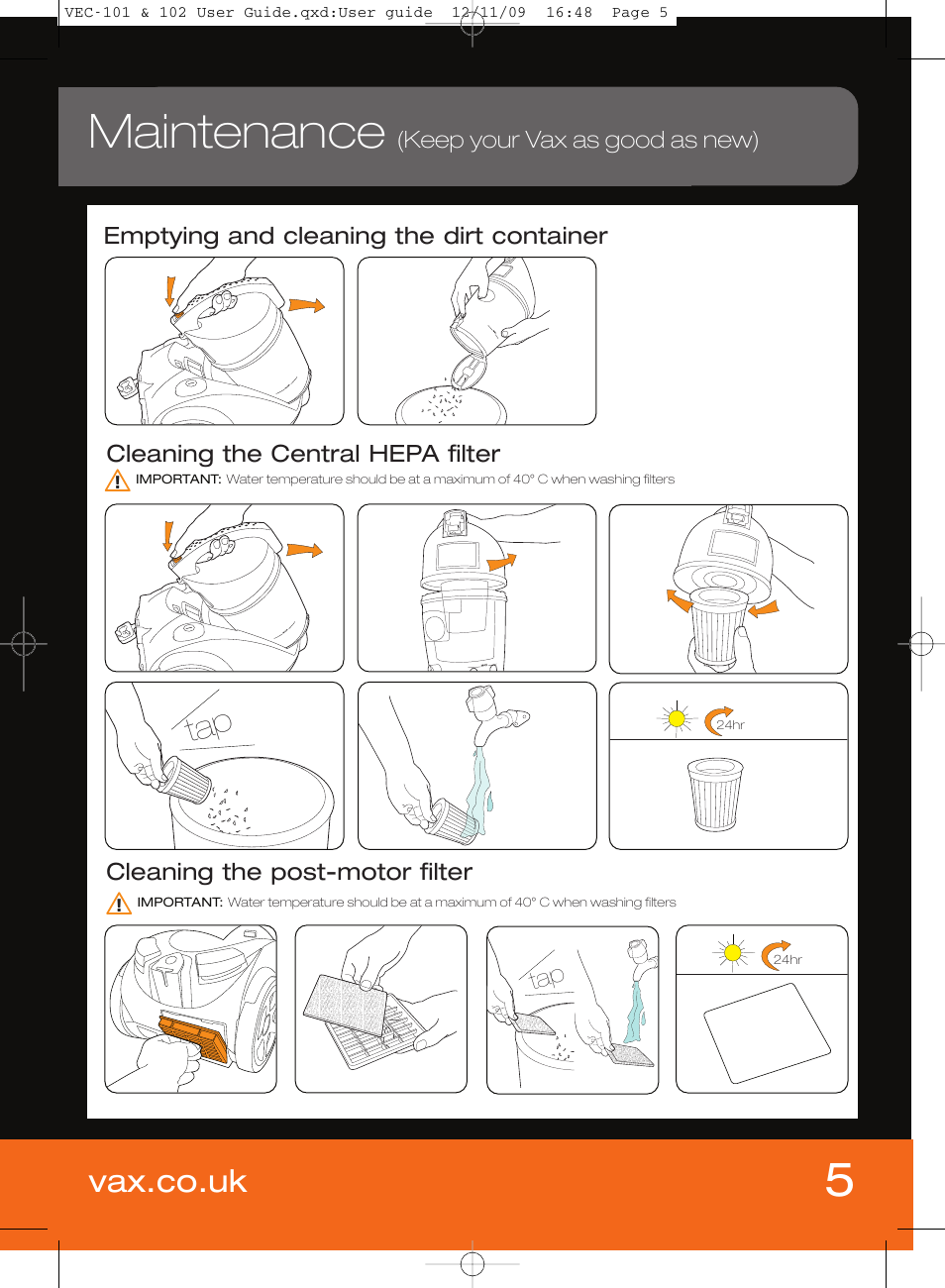 Maintenance, Vax.co.uk | Vizio VEC-101 User Manual | Page 5 / 10