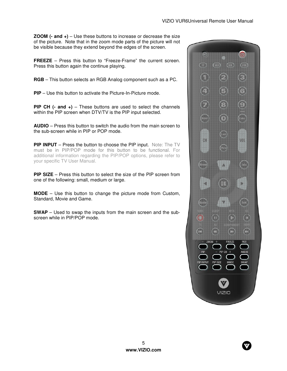 Vizio VUR6 User Manual | Page 5 / 18