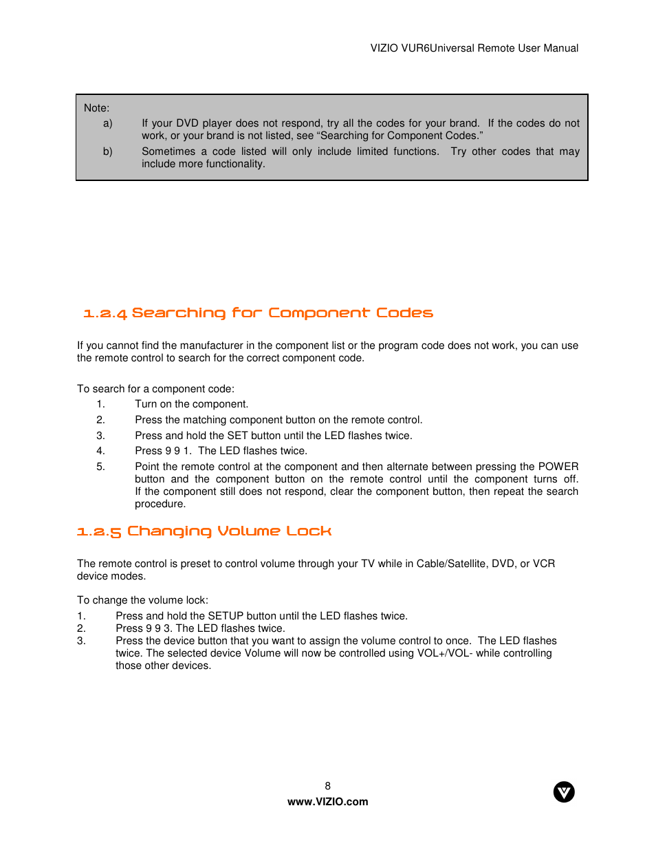 Vizio VUR6 User Manual | Page 8 / 18
