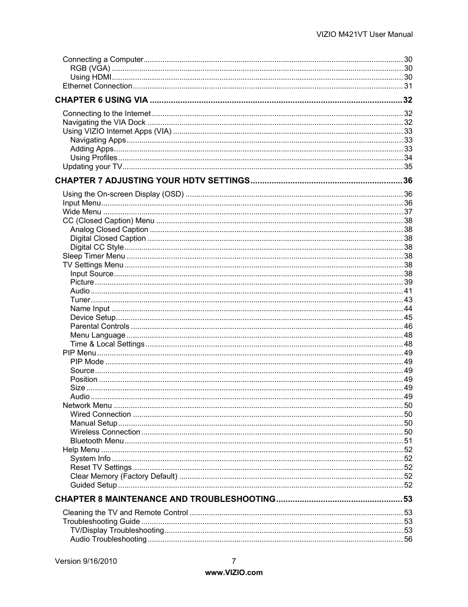 Vizio M421VT User Manual | Page 7 / 65