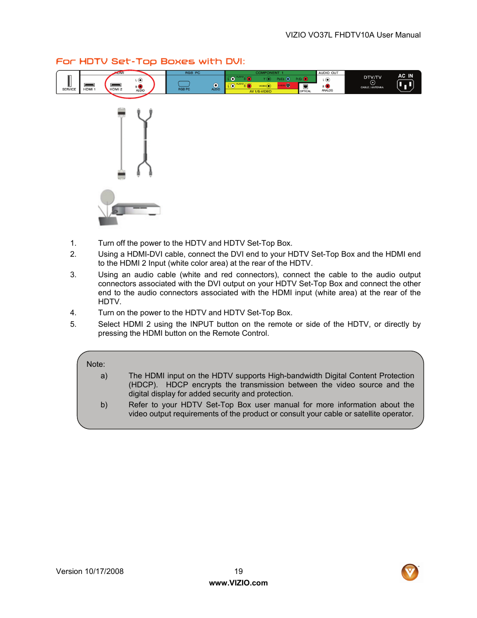 Vizio VO37L FHDTV10A User Manual | Page 19 / 80