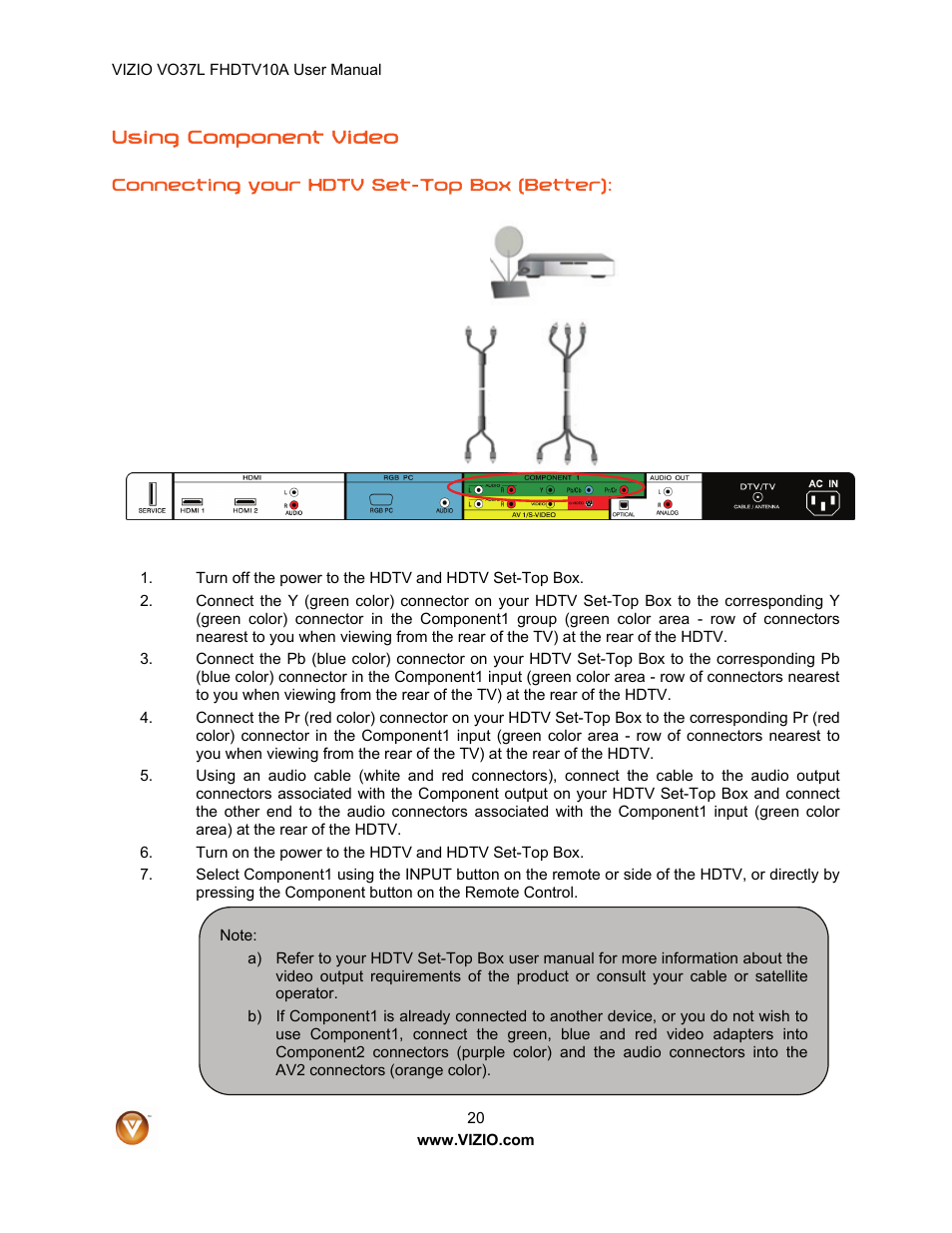 Vizio VO37L FHDTV10A User Manual | Page 20 / 80