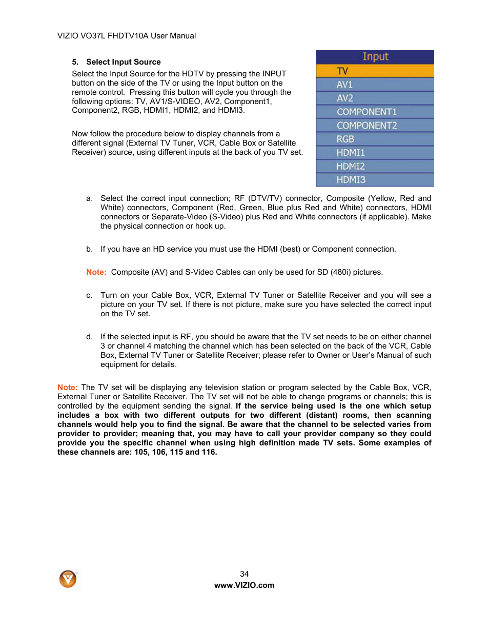 Vizio VO37L FHDTV10A User Manual | Page 34 / 80