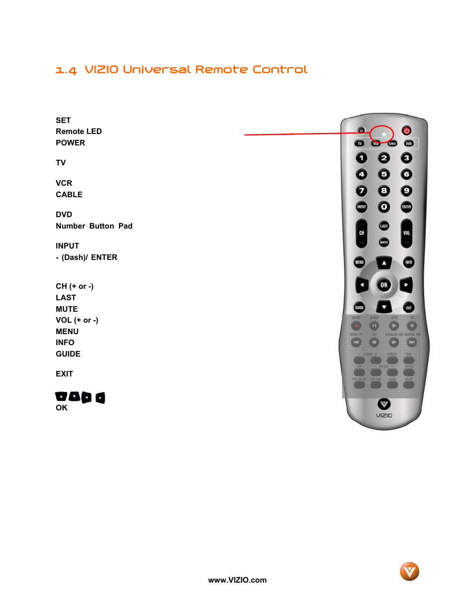 4 vizio universal remote control | Vizio P50 HDTV20A User Manual | Page 12 / 78