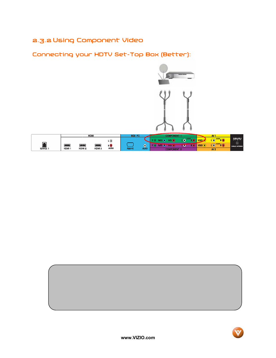 2 using component video | Vizio P50 HDTV20A User Manual | Page 20 / 78