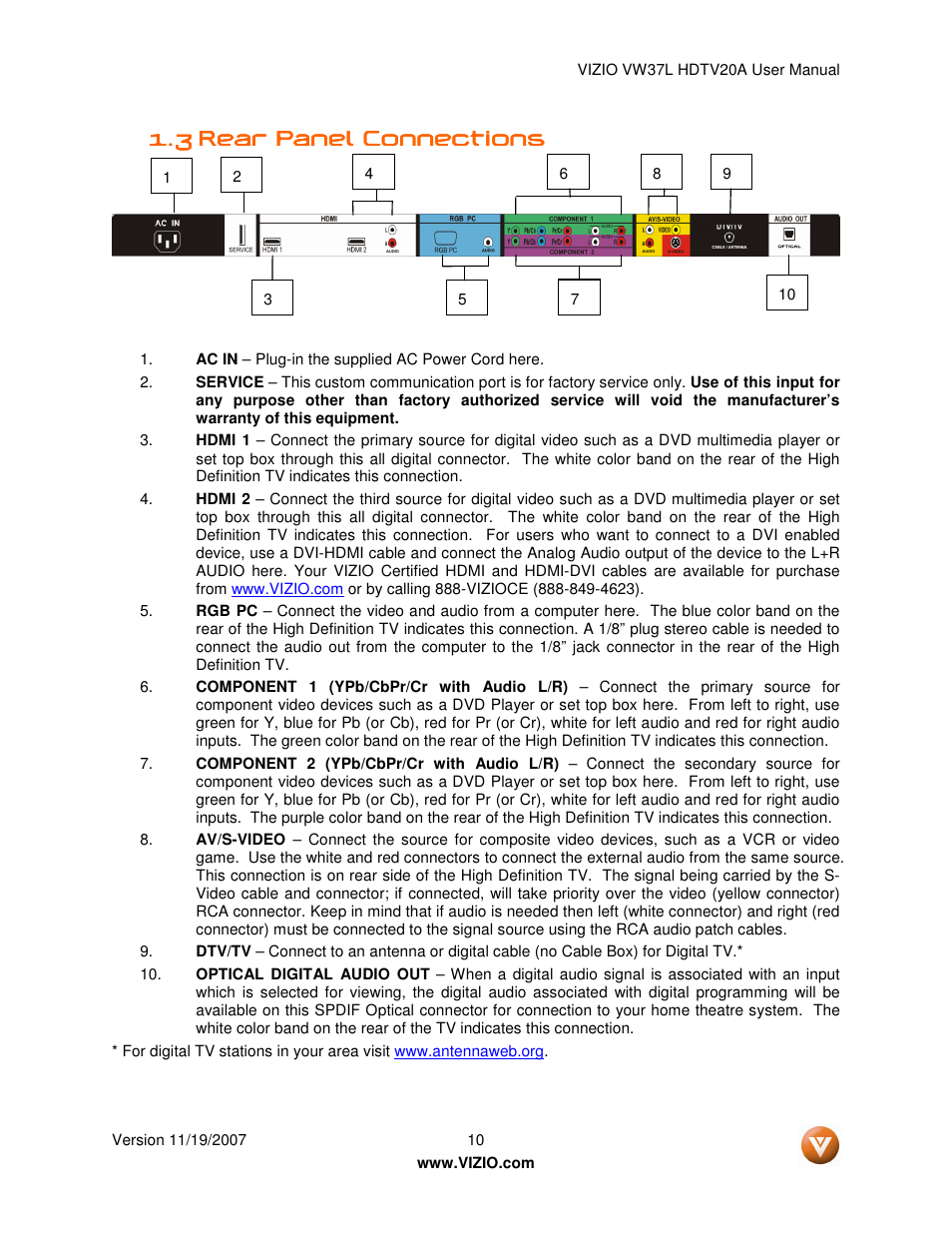 Vizio VW37L HDTV20A User Manual | Page 10 / 70
