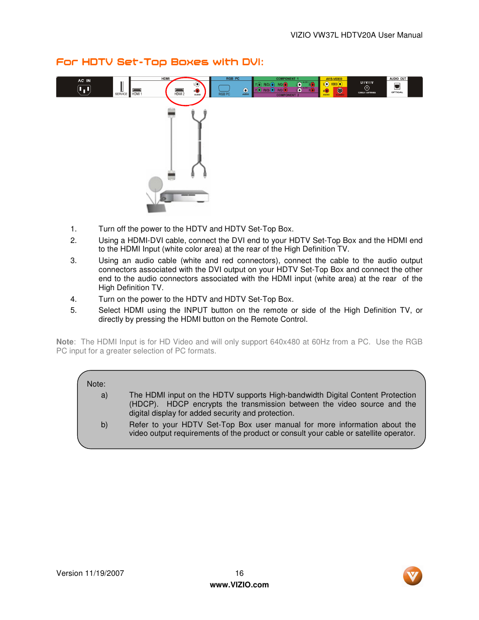 Vizio VW37L HDTV20A User Manual | Page 16 / 70