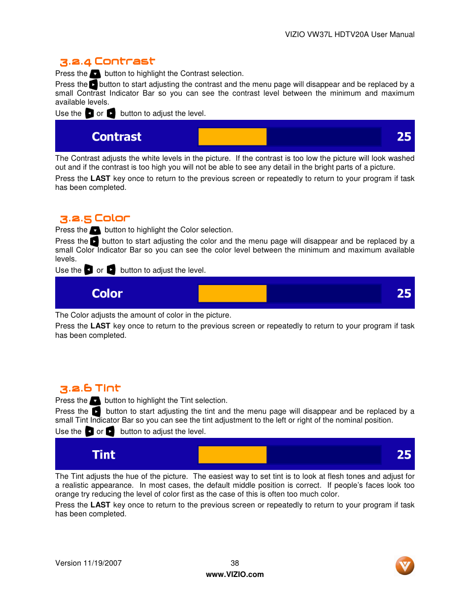 Vizio VW37L HDTV20A User Manual | Page 38 / 70