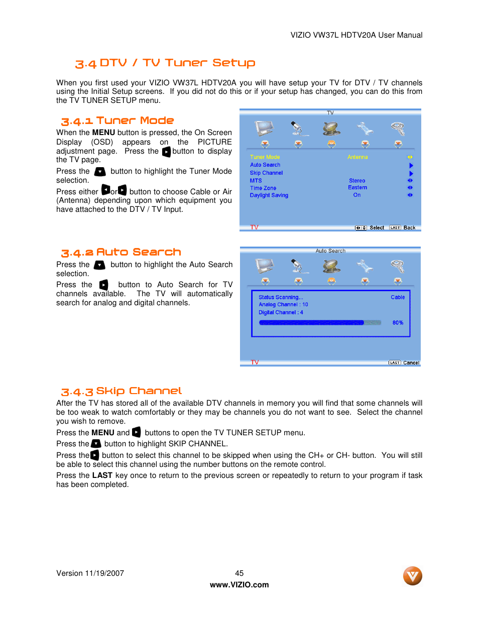 Vizio VW37L HDTV20A User Manual | Page 45 / 70