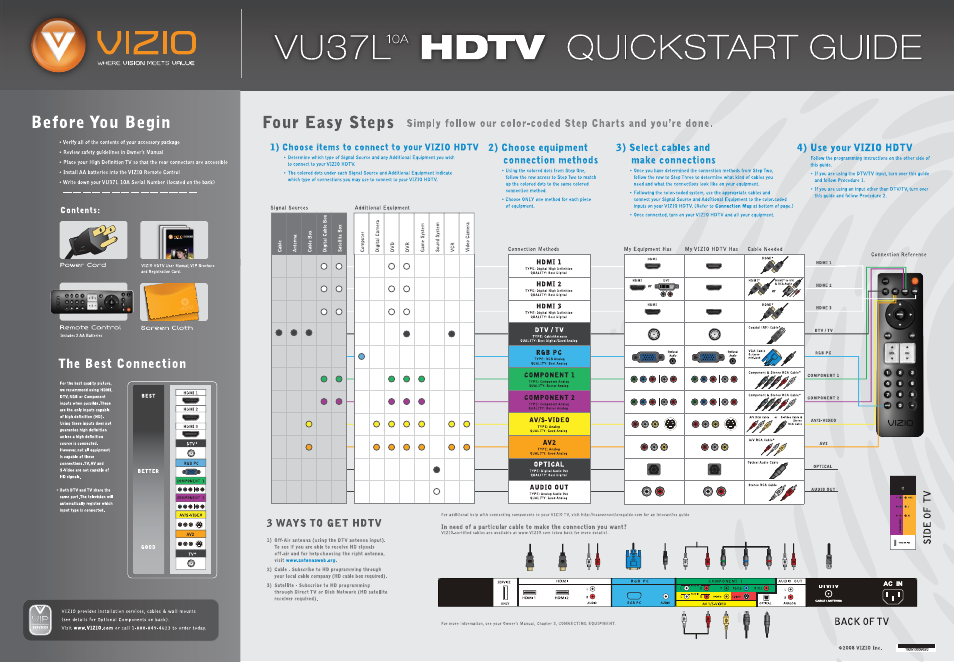 Vizio VU37L10A User Manual | 2 pages