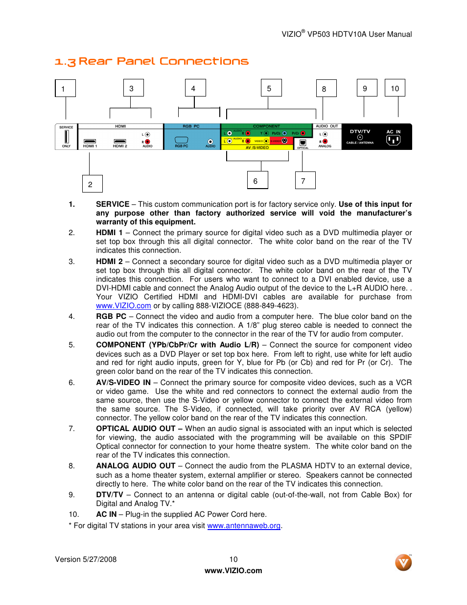 Vizio VP503 User Manual | Page 10 / 80