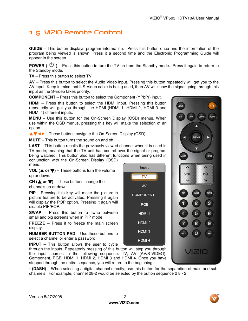 Vizio VP503 User Manual | Page 12 / 80