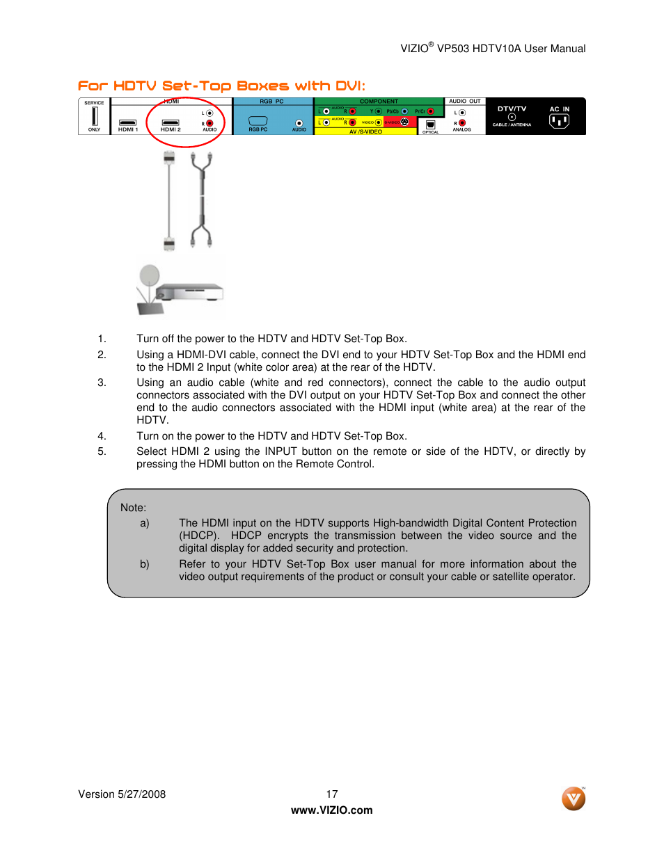 Vizio VP503 User Manual | Page 17 / 80