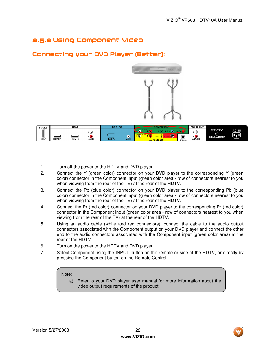 Vizio VP503 User Manual | Page 22 / 80