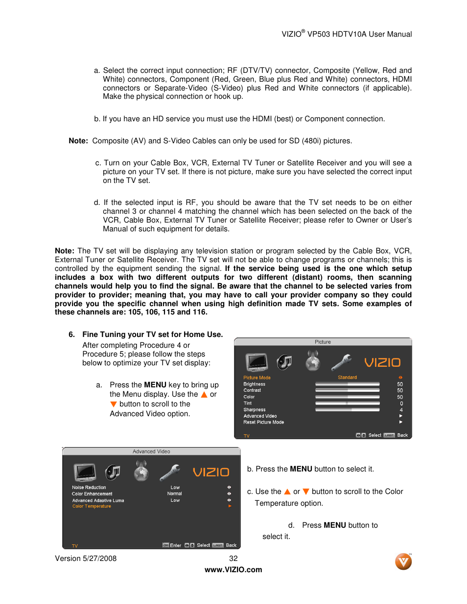 Vizio VP503 User Manual | Page 32 / 80