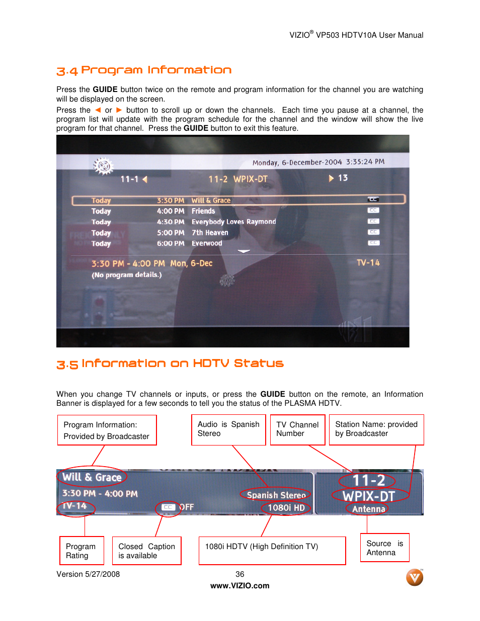 Vizio VP503 User Manual | Page 36 / 80
